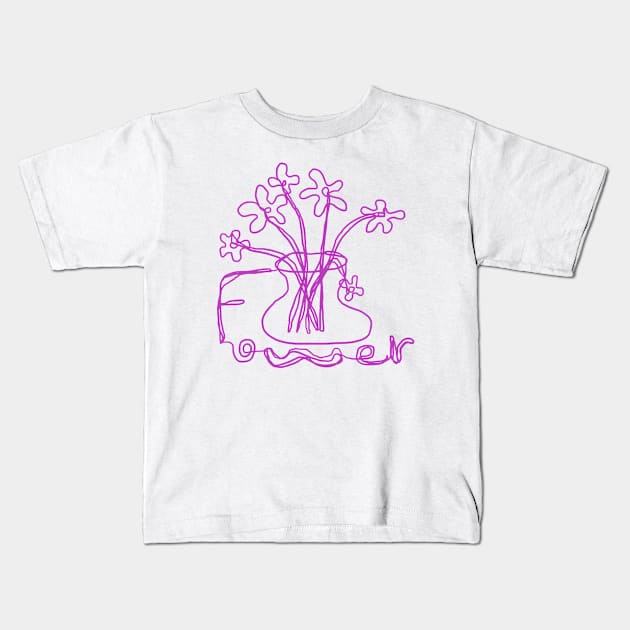 flowers, one line drawing Kids T-Shirt by zzzozzo